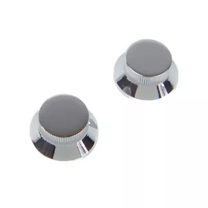 2x Solid Metal Top Hat Style Guitar Knobs No-Mark, Heavy-weight, Chrome - Picture 1 of 5