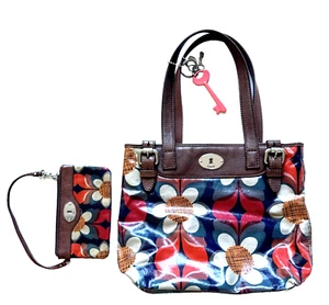 Fossil Key-Per mehrfarbig Blumenmuster beschichtetes Canvas Shopper Tasche & Geldbörse - Bild 1 von 17