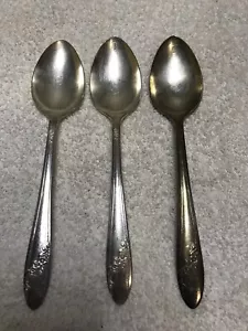 Lot 3 Queen Bess II 1946 Oval Soup Spoon Tudor Plate Oneida Community Plate 7" - Picture 1 of 7
