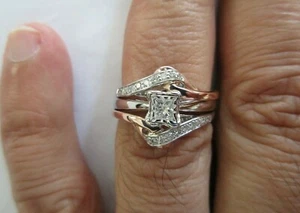 Zales Diamond Engagement Ring & Wrap Set Center=.18 Carat F-SI1 TCW=.40 Carat - Picture 1 of 7