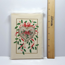 Lenox 2.75" Heart Shaped Holly & Red Ribbon Style Holiday Card Ornament