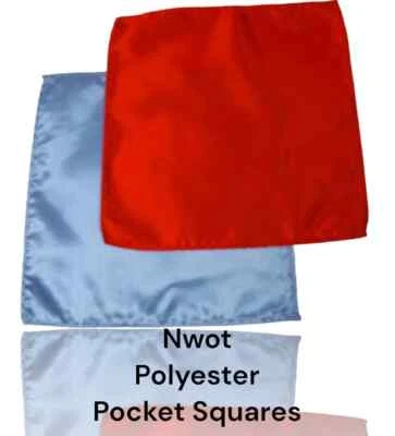 Nwot 2 Poly Solid Color,8.5" X 8.5", Pocket Squares, Coral/Light Blue - Image 1 of 4