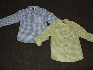 BOYS SIZE 4 LOT OF 2 PLAID SHIRTS BY RUGGED BEAR **NWT** BLUE PLAID & GREEN PLAI - Picture 1 of 3