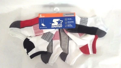 Calcetines Starter Boys No Show (2) paquetes de 6, un total de 12 pares de zapatos nuevos con etiquetas talla L (3-9) blancos Foto 1 de 2