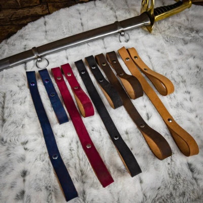 ARMORY REPLICAS Decorated Calvary Saber Frog Belt Holder, 2 Piece Set Genuine Leather - 9 Colors