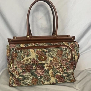 Etienne Aigner Floral Tapestry Canvas Weekend Getaway Travel Overnight Bag 20x12 - Picture 1 of 6