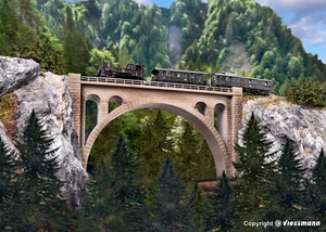 KIBRI 37666 Scala N Ponte Maggiatal in muratura dritto a binario singolo - Foto 1 di 2