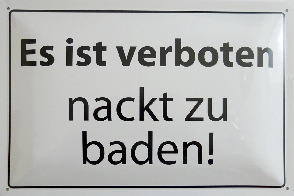 VIELESGUENSTIG BY ROBBY WANKA Blechschild Schild 20x30 cm - es ist verboten nackt zu baden