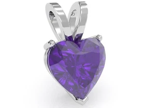 Colgante solitario corazón amatista en oro macizo de 14 k - Imagen 1 de 20