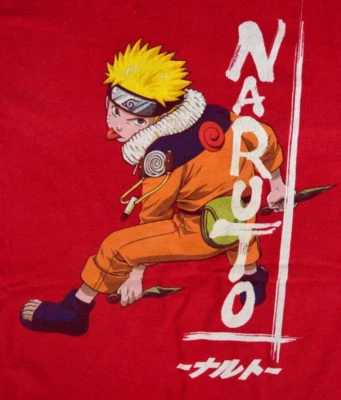 Vintage T-Shirt Shonen Jump's Naruto Size M c.2002 Red Shirt Masashi Kishimoto - Image 1 of 4