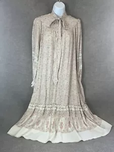 Vintage Dress S 6 Don Sayres Prairie Peasant Cottagecore Long Pussybow - Picture 1 of 15