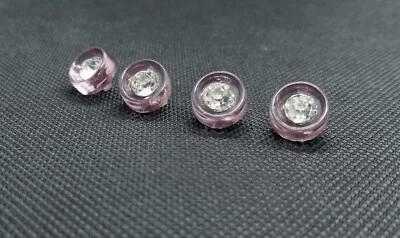 Set Of 4 Antique Old Buttons Lavender Purple Lucite w/ Rhinestones Shank - Image 1 of 4