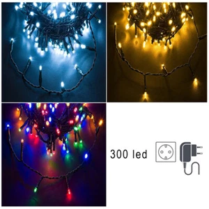 Lichterkette Weihnachtsbaum 300LED Draht Grün Innen/Außen IP44 8 Lichtspiele - Bild 1 von 10