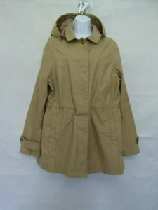Lands’ End Women’s Trench Coat Hooded Button Front Yellow Size L (14-16) - Picture 1 of 9