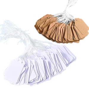 100Pcs Christmas Kraft Paper Gift Tags Price Luggage Blanks Label with Strings - Picture 1 of 21