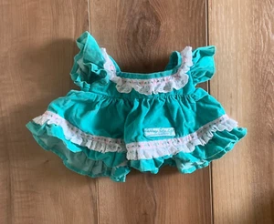 VTG Cabbage Patch Kids CPK Teal Smocked Velvet Dress Lacey Floral Doll Clothes - Picture 1 of 7