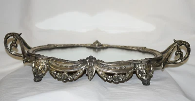 Antiguo RARO Centro de mesa francés Art Nouveau con patas espejadas floral meseta!! Foto 1 de 4