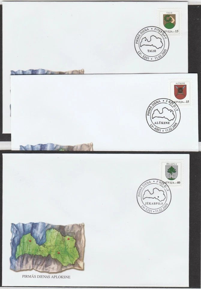 LATVIA 3 FDC's 2005, DEFINITIVES SET - Towns of Latvia - Image 1 of 1