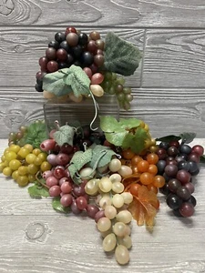 Lotto frutta plastica vintage gomma uva arancione verde rosso viola ciotola riempitivo MCM - Foto 1 di 8