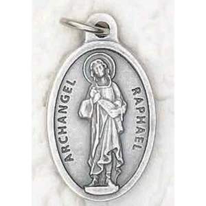 Saint Raphael the Archangel - Pray for Us- Silver tone OX 1 inch Die-Cast Medal - Picture 1 of 1