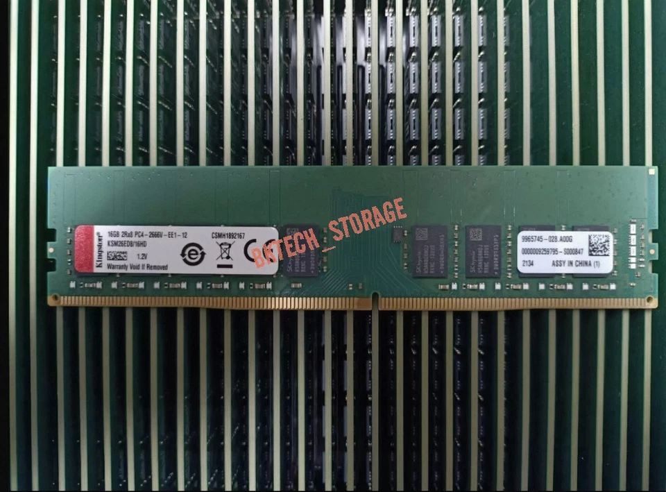 Kingston 16GB DDR4 2666 2Rx8 PC4-2666V KSM26ED8/16HD ECC UDIMM RAM MEMORY - Image 1 of 1
