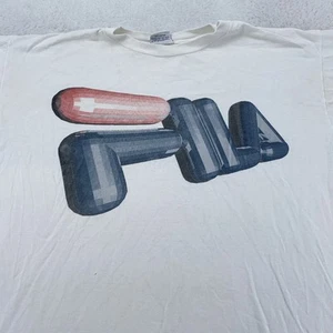 Vintage FILA Shirt Mens Large White Graphic USA Made Spell Out Logo 90s Tennis - Picture 1 of 9