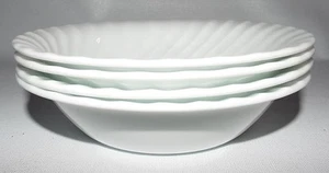 4 Corelle Enhancements Solid White Swirl 7 1/4" Soup Cereal Bowls Discontinued - Picture 1 of 4