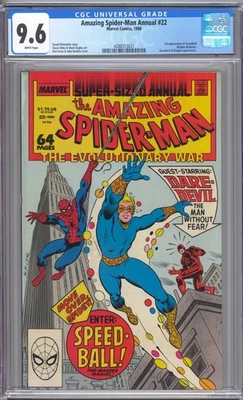 Amazing Spider-Man Annual #22 CGC 9.6 -1st App of Speedball -Daredevil -Kingpin - Image 1 of 2