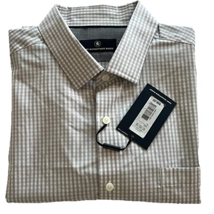 Hart Schaffner Marx Men’s Dress Shirt Check White Light Gray 100% Cotton Size XL - Picture 1 of 10