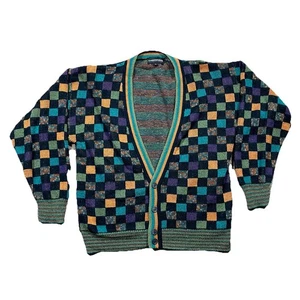 Vintage Expressions International Strickjacke L 80er 90er Karo Strick Mehrfarbig - Bild 1 von 7