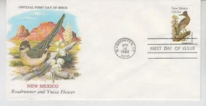 USA 1982. New Mexico. Roadrunner and Yucca Flower. 1st day FDI 20c - Picture 1 of 1