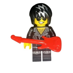 Lego Rock Star Minifigure Series 12 71007 with Red Guitar Sunglasses GUC - Picture 1 of 3