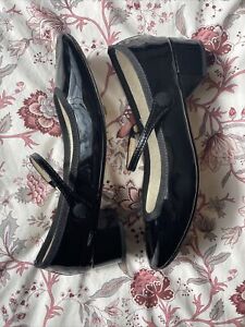 NEW Repetto Rose Mary Jane Black Leather Made France Size 39 Jane Birkin Shoes