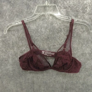Soma Bra 34A Breathtaking Unlined Plunge Floral Purple Sheer Hook and Eye New - Picture 1 of 11