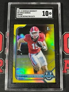 2021 BROCK BOWERS /75 1ST YELLOW SGC 10 GEM RC ROOKIE BOWMAN U RAIDERS 24 *CCB* - Bild 1 von 2