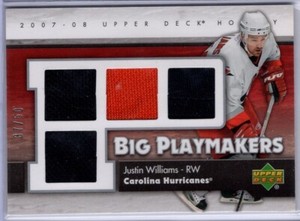 2007-08 Upper Deck Big Playmakers #BPJW Justin Williams 37/50 *S423