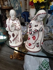 Antique Handmade Ukrainian Mary And Joseph Statue Figurines 11x5 Or OBO - Picture 1 of 15