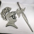 Large Vintage Halberd Sword 25" Medieval Knight Wall Decor Hanger Axe Cast Metal