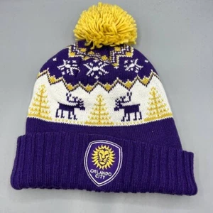 Orlando City Mütze Herren Lila Adidas Bündchen Beanie Bommelmütze Neu Erwachsene - Bild 1 von 4