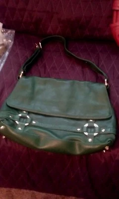 AJ Valenci Mujer Bolso de Mano Cuero Nuevo, Brgt Verde Bosque 14 inX10 in. tamaño completo Foto 1 de 4