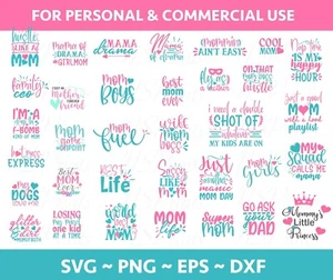 34 Mom svg bundle hand lettered, mothers day svg, mom life svg, mama svg, Mommy - Picture 1 of 9