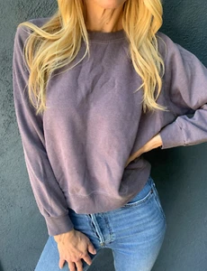 1970s VINTAGE 70s BLANK PLAIN PERFECTLY FADED GRAY SWEATSHIRT OVERSIZED MEN SZ M - Picture 1 of 15