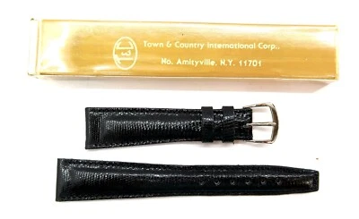 NUEVO Town & Country Correa de Reloj Lagarto Cuero Negro 19mm T&C 226 Alemania Foto 1 de 4