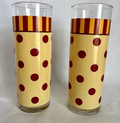 GP Gail Pittman Tom Collins Highball Glasses Polka Dots Stripes - Lot of 2 - Image 1 of 4