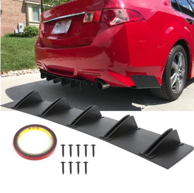 For Acura TSX Rear Lip Bumper Diffuser Shark 5 Fin Spoiler Wing Splitter Gloss - Image 1 of 4