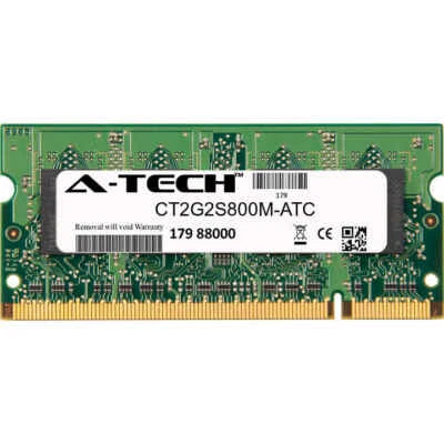2GB DDR2 PC2-6400 800MHz SODIMM (Crucial CT2G2S800M Equivalent) Memory RAM - Image 1 of 2