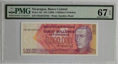 1990 Nicaragua Banco Central 5,000,000 Cordobas Pick# 165 PMG 67 - Image 1 of 4