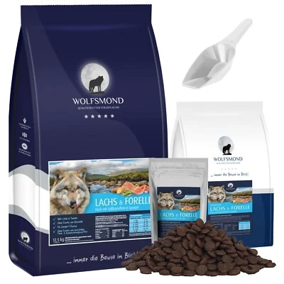 Hundefutter 300 g - 24 kg Wolfsmond Lachs & Forelle Getreidefrei Trockenfutter S - Bild 1 von 2
