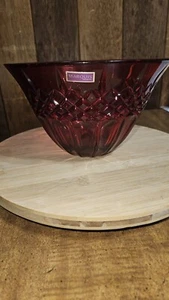 Waterford Marquis Lead Crystal Shelton Red Ruby 8" Bowl - Picture 1 of 3
