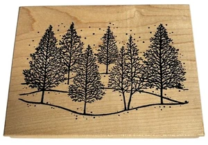 Northwoods Rubber Stamp Pine Tree Landscape Maker Nature Outdoors Christmas Snow - Picture 1 of 4